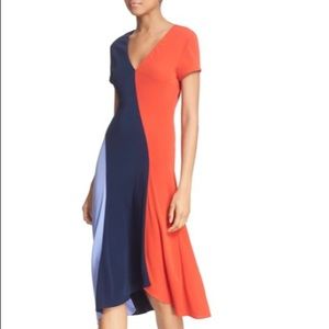 Tory Burch Walden Asymmetric Colorblock Dress